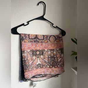 H&M women’s scarf bohemian boho hippie sheer lace tribal print wrap